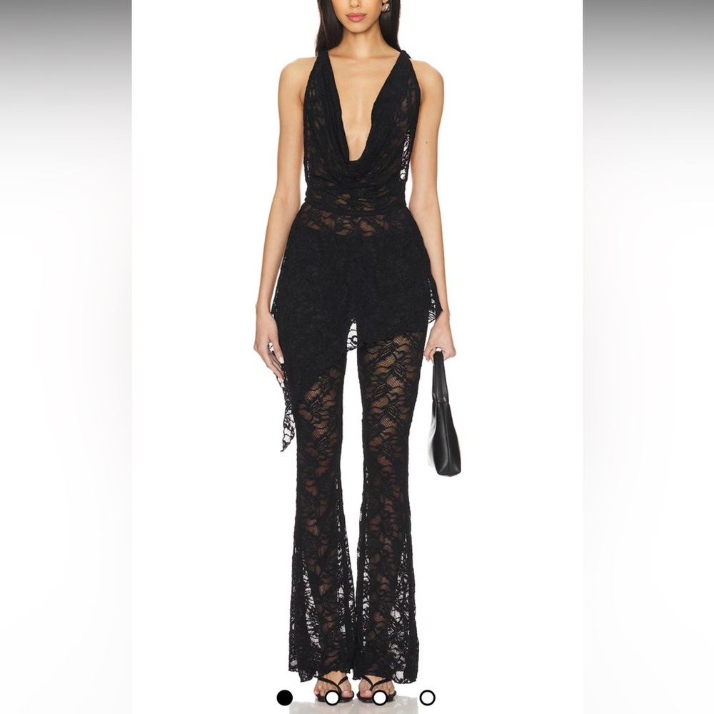 REVOLVE Black Lace Jumpsuit